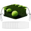 BVKWNTSA Reusable Respirator Face Mask with Filter - Balls on Tennis Grass Court Printed Breathable Cotton Dust/Paint Safety Cover, Adjustable Ear Straps & Nose Wire view 1