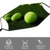 BVKWNTSA Reusable Respirator Face Mask with Filter - Balls on Tennis Grass Court Printed Breathable Cotton Dust/Paint Safety Cover, Adjustable Ear Straps & Nose Wire view 3