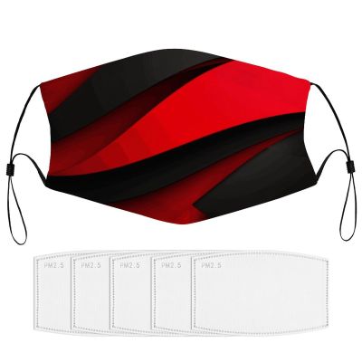 BVKWNTSA Reusable Respirator Face Mask with Filter - Red Black Printed Breathable Cotton Dust/Paint Safety Cover, Adjustable Ear Straps & Nose Wire