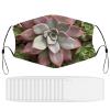 BVKWNTSA Reusable Respirator Face Mask with Filter - Succulent Botanical Printed Breathable Cotton Dust/Paint Safety Cover, Adjustable Ear Straps & Nose Wire
