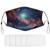 BVKWNTSA Reusable Respirator Face Mask with Filter - Space with Cluster Printed Breathable Cotton Dust/Paint Safety Cover, Adjustable Ear Straps & Nose Wire