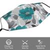 BVKWNTSA Reusable Respirator Face Mask with Filter - Teal Grey And White Floral1 Printed Breathable Cotton Dust/Paint Safety Cover, Adjustable Ear Straps & Nose Wire view 3