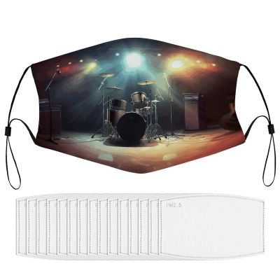 BVKWNTSA Reusable Respirator Face Mask with Filter - Rock Band Stage1 Printed Breathable Cotton Dust/Paint Safety Cover, Adjustable Ear Straps & Nose Wire