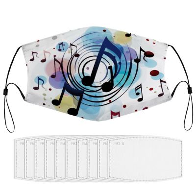 BVKWNTSA Reusable Respirator Face Mask with Filter - Polka Dot Music Note Printed Breathable Cotton Dust/Paint Safety Cover, Adjustable Ear Straps & Nose Wire