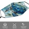 BVKWNTSA Reusable Respirator Face Mask with Filter - Sea Turtle-Blue Printed Breathable Cotton Dust/Paint Safety Cover, Adjustable Ear Straps & Nose Wire view 3
