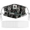 BVKWNTSA Reusable Respirator Face Mask with Filter - Retro Cool Camera Collection1 Printed Breathable Cotton Dust/Paint Safety Cover, Adjustable Ear Straps & Nose Wire