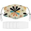 BVKWNTSA Reusable Respirator Face Mask with Filter - Retro Modern Printed Breathable Cotton Dust/Paint Safety Cover, Adjustable Ear Straps & Nose Wire
