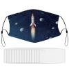 BVKWNTSA Reusable Respirator Face Mask with Filter - Rocket in Space Printed Breathable Cotton Dust/Paint Safety Cover, Adjustable Ear Straps & Nose Wire view 1