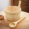 Bucket and Ladle Set for : 4L Wooden Steam Bath Bucket with Leakproof PP Coating, Easy Grip Spoon, Classic Accessory for Steam Rooms, Bathrooms view 2
