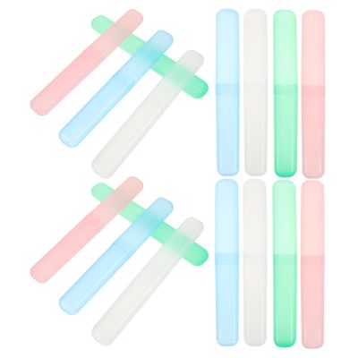 BELLIFFY 16PCS Portable Travel Toothbrush Storage Case with Frosted Non-Slip Grip Compact Plastic Toothbrush Holder for Camping Home and Daily Use Space-Saving Design and Toothpaste