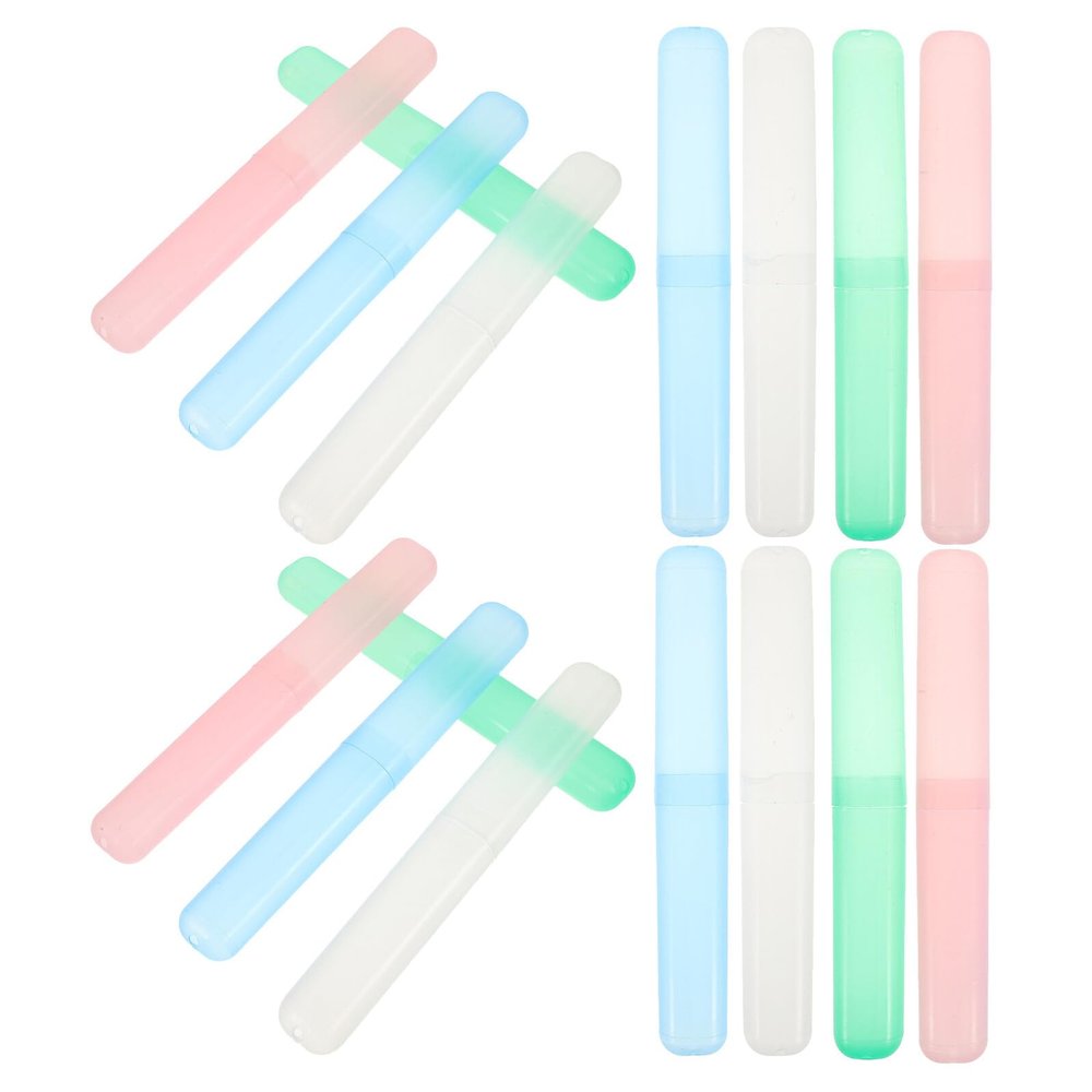 BELLIFFY 16PCS Portable Travel Toothbrush Storage Case with Frosted Non-Slip Grip Compact Plastic Toothbrush Holder for Camping Home and Daily Use Space-Saving Design and Toothpaste