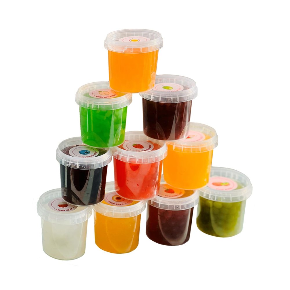 BOBA BAR Mixed Popping Boba and Jelly Pots - Multi packed gift box | Box of 8 Pots | Perfect for Bubble Tea, Iced Drinks, Cocktails and Desserts | Vegan & Glutenfree