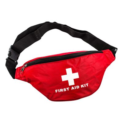 GARVALON First Aid Waist Bag Nylon Material with Multi-Pocket Design Waterproof Red Portable Emergency Pouch Convenient to Carry and Quick Access for Boating and Outdoor Activities