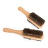 Alipis 2pcs Two Sided Boar Bristle Hair Brush for Men with Rubber Wood Handle, Gentle Brushing and Versatile Styling Hair and Beard Brush with Double-sided Design for Daily Grooming view 1