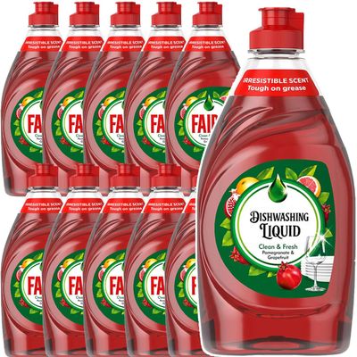 10 Pack (320ml Each) Ffairy Pomegranate Washing Up Liquid | Powerful Grease-Cutting Formula | Fruity Fresh Scent | Long-Lasting Sparkling Clean Dishes