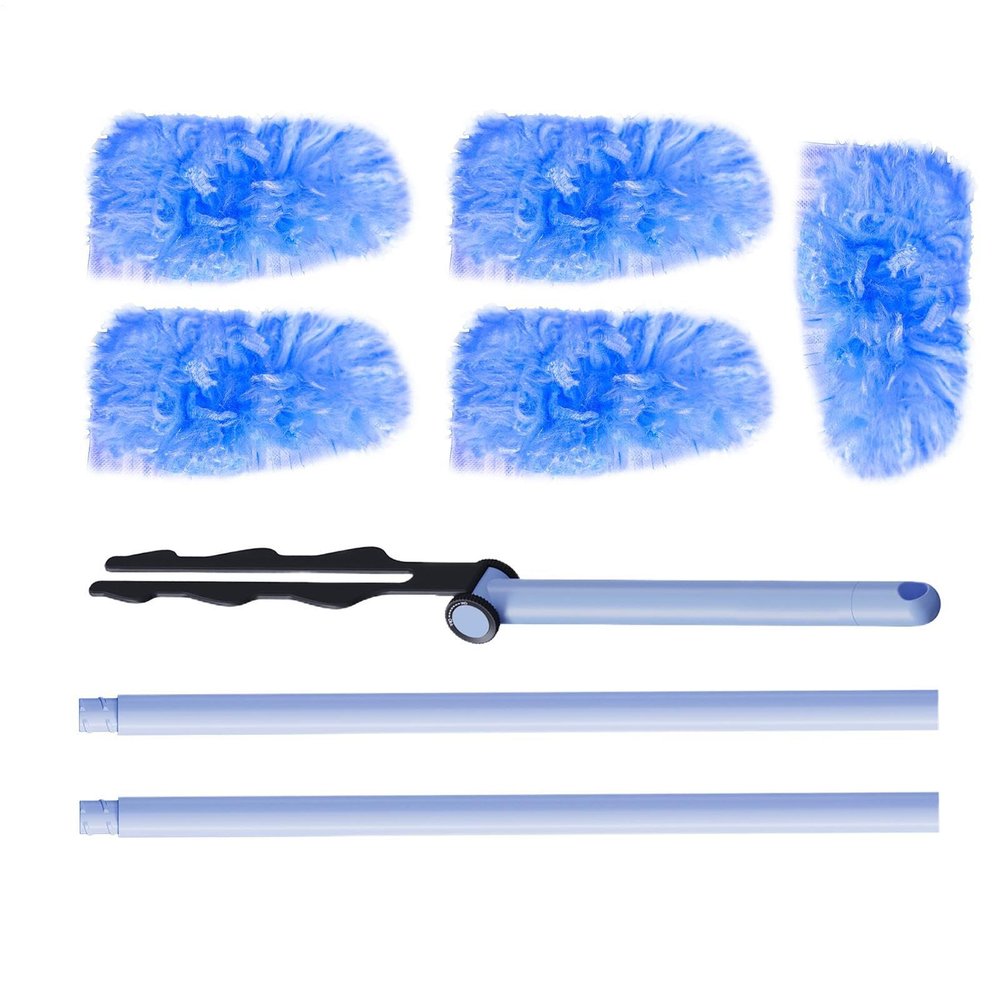 Microfiber Duster - 180 Degree Adjustable Washable Bendable Spider Web Brush Ceiling Cleaning Kit | Cleaner for Wet or Dry Cobweb Ceiling Fan Floor Car Blind Home