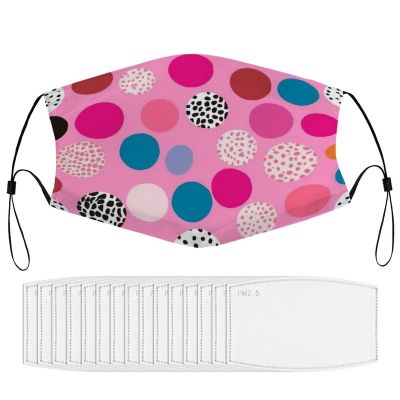 BVKWNTSA Reusable Respirator Face Mask with Filter - Crazy Pink Polka Dots Printed Breathable Cotton Dust/Paint Safety Cover, Adjustable Ear Straps & Nose Wire