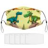 BVKWNTSA Reusable Respirator Face Mask with Filter - Cute Cartoon Dinosaurs Printed Breathable Cotton Dust/Paint Safety Cover, Adjustable Ear Straps & Nose Wire view 1