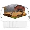 BVKWNTSA Reusable Respirator Face Mask with Filter - Farm with Deer Printed Breathable Cotton Dust/Paint Safety Cover, Adjustable Ear Straps & Nose Wire view 1