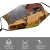 BVKWNTSA Reusable Respirator Face Mask with Filter - Farm with Deer Printed Breathable Cotton Dust/Paint Safety Cover, Adjustable Ear Straps & Nose Wire view 3