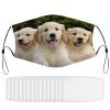 BVKWNTSA Reusable Respirator Face Mask with Filter - Golden Retriever Puppies Printed Breathable Cotton Dust/Paint Safety Cover, Adjustable Ear Straps & Nose Wire