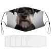 BVKWNTSA Reusable Respirator Face Mask with Filter - Cute Schnauzer Printed Breathable Cotton Dust/Paint Safety Cover, Adjustable Ear Straps & Nose Wire
