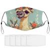 BVKWNTSA Reusable Respirator Face Mask with Filter - Cartoon Camel Flower Printed Breathable Cotton Dust/Paint Safety Cover, Adjustable Ear Straps & Nose Wire