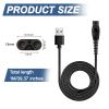 1 Pcs 5V Cable for Philips One Blade Charger,Portable,Shaver Charger,Compatible with S1112,S1113,S1115,S1118,S1213,S2306,S2313,S5831,S5832,S5830,S5835,S5836,S7832,S7836,S7837,PQ888,PQ889(Black) view 2