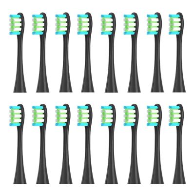 16pcs Replacement Brush Heads for X/Pro/ Z1/ SE F1 One PW01/03/05/07/09 P5 Toothbrush(16 Black)