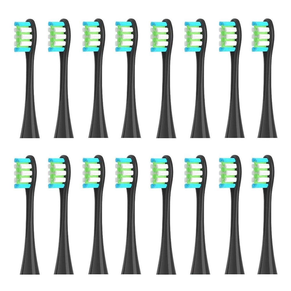 16pcs Replacement Brush Heads for X/Pro/ Z1/ SE F1 One PW01/03/05/07/09 P5 Toothbrush(16 Black)