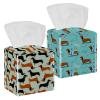 2 pack Brown Dachshund Dog Blue Tissue Box Cover, 5x5x5in view 1