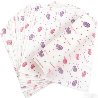 100PCS Greaseproof Burger Wrapping Paper, 22x25cm Macaron Printing Style Oil Proof Sheets for Sandwich Fries Fish and Chip, Commercial Food Wrap Supplies