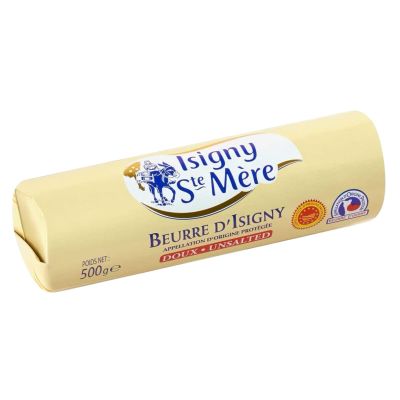 Isigny Ste Mre Unsalted Butter, Authentic French AOP Butter from Normandy Cream, Premium Quality for Baking, Cooking & Spreading, 500g