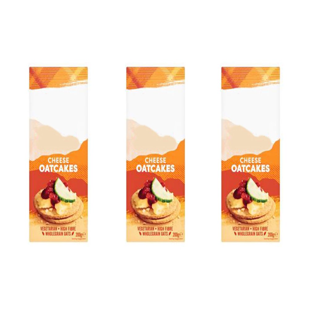 Cheese Oatcakes, Wholegrain, Vegetarian, High Fibre, No Added Sugar, No Artificial Ingredients, 200g,Pack Of 3