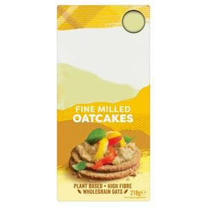 Fine Milled Oatcakes, Plant Based Wholegrain Oats, Wheat Free, No Artificial Colours or Preservatives, Vegan Snack, 218g