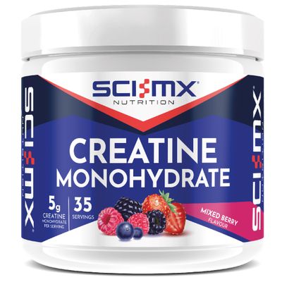 SCI-MX Creatine Monohydrate Powder 250g Micro-Instantised Creatine Easy to Dissolve Mixed Berry Flavour Supplement for Strength, Power & Performance Vegan for Men & Women