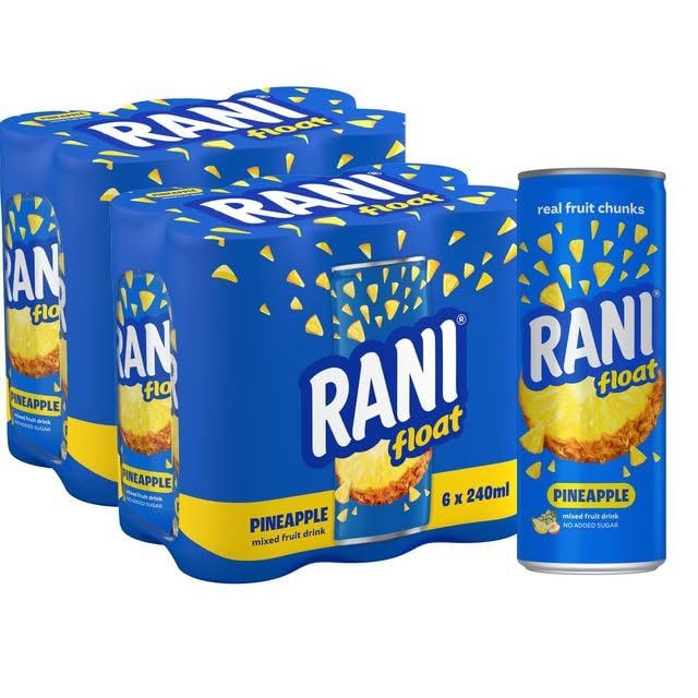 Anjoman Rani Float Pineapple Drink with Real Fruit Chunks 235ml (Pack of 12) | Tropical Pineapple Juice with Real Fruit Bits | Refreshing Soft Drink