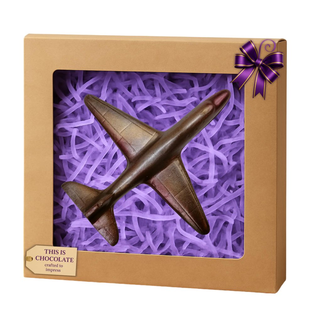 Chocolate Airplane Gift Box | Handmade 3D Milk Chocolate Plane | Gift Box for Travel or Aviation Lovers