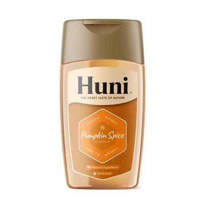 Huni Natural Coffee Syrup | Pumpkin Spice 200ml | Acacia Honey Natural Coffee Syrup | 40 Servings | For Coffee, Hot Chocolate, Protein Shakes, Smoothies, Milkshakes, Yogurt, Breakfast Bowls