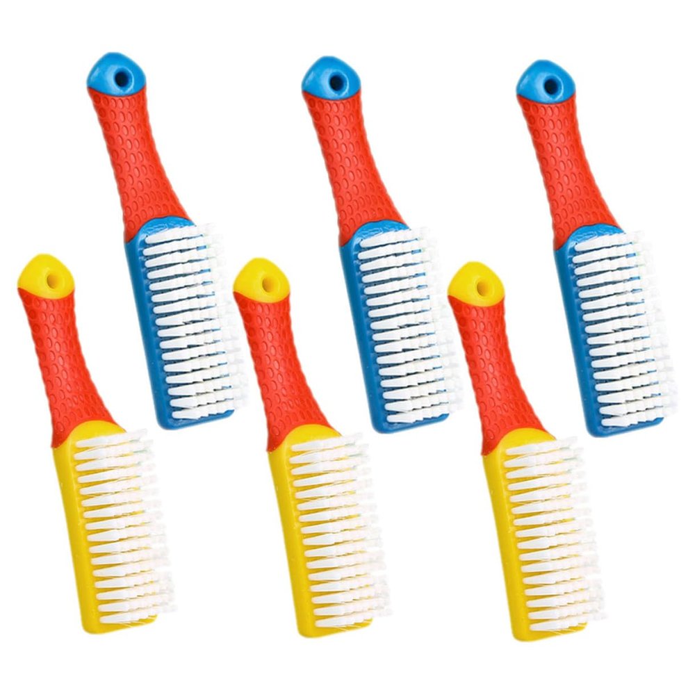 MOLUCKFU 6pcs Shoe and Laundry Scrubbing Brush Set with Stiff Bristles, Plastic Handle, Household Cleaning Tools for Shoes and Clothes, Sturdy Cleaning Accessory for Home Use