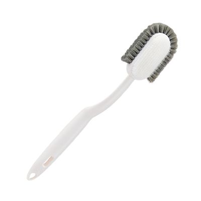 COLLBATH Long-Handled White Soft Bristle Cleaning Brush for Shoes and Laundry, Household Washing Brush for Bathroom and Floor Cleaning