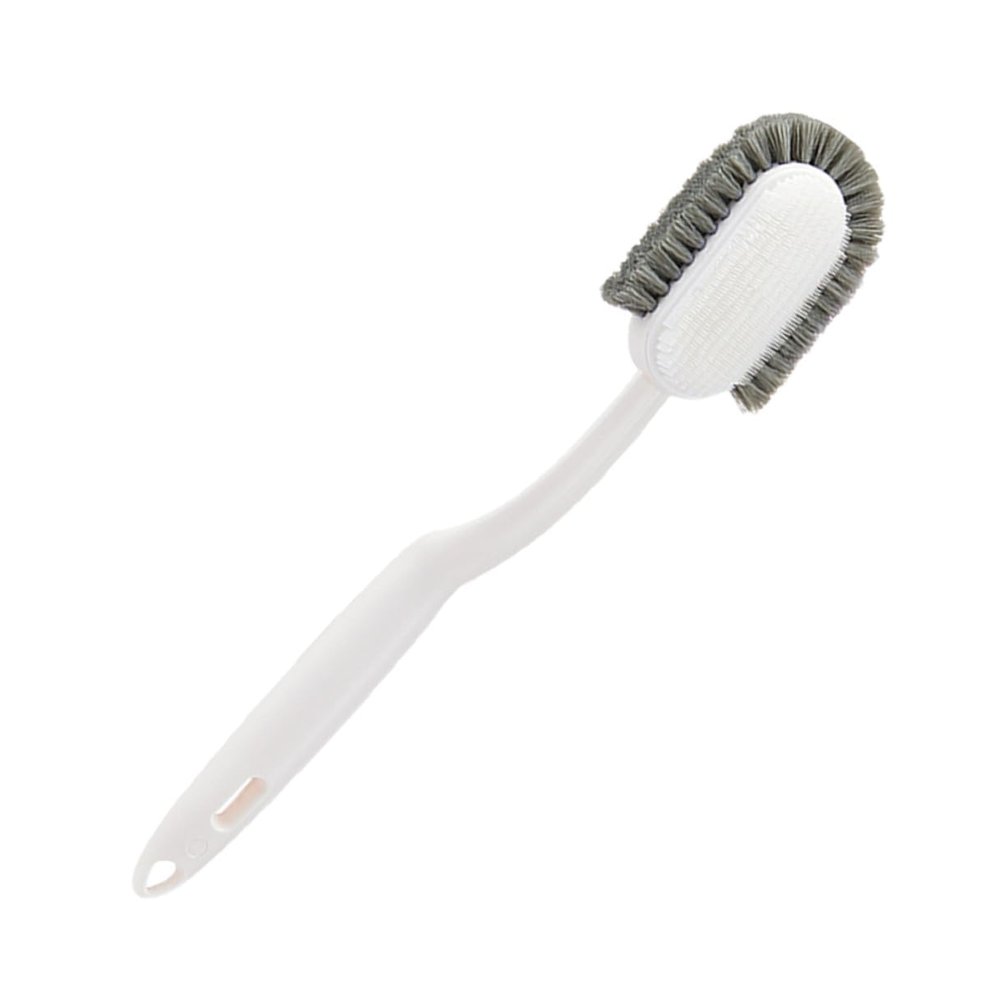 COLLBATH Long-Handled White Soft Bristle Cleaning Brush for Shoes and Laundry, Household Washing Brush for Bathroom and Floor Cleaning