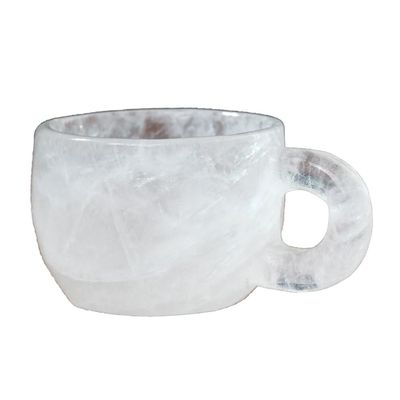 ICXLPMC Nature Crystal Coffee Cup,Dream Amethyst Tea, Clear Quartz with Handle, Multi Colored Mugs Elegant Gift for Home Office, Crafts,White