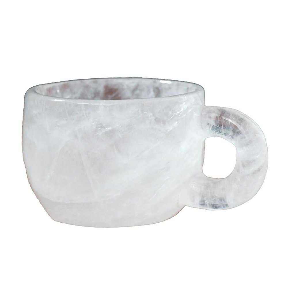 ICXLPMC Nature Crystal Coffee Cup,Dream Amethyst Tea, Clear Quartz with Handle, Multi Colored Mugs Elegant Gift for Home Office, Crafts,White