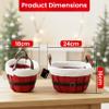 H-Line Christmas Hamper Basket Round Wicker Gift Hampers Santa Style Split Willow Basket with Faux Fur Edging Make Your Own Hamper Kit with Cellophane Wood Shred Bow Set for Christmas (Oval, Small) view 2