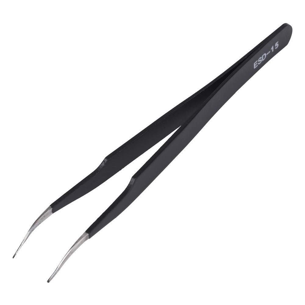 HUIOP Elbow Tweezers 100%, ESD15 Anti Static Stainless Steel Tweezers Set with Curved Nose Design, for Precise Operation in Tight Spaces