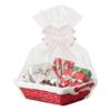 H-Line Christmas Hamper Basket Santa Bamboo Baskets Wicker Baskets with White Faux Fur Trim Cellophane Wood Shred Bow Set Decorative Festive Hamper Christmas Basket for Snacks Sweets (Medium)
