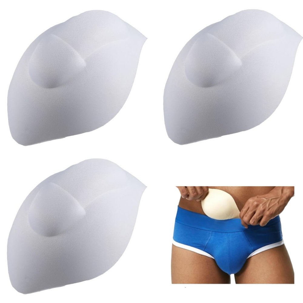 3Pcs Bulge Enhancing Underwear Cup Sponge Pad Swimwear Padded for Man (White)