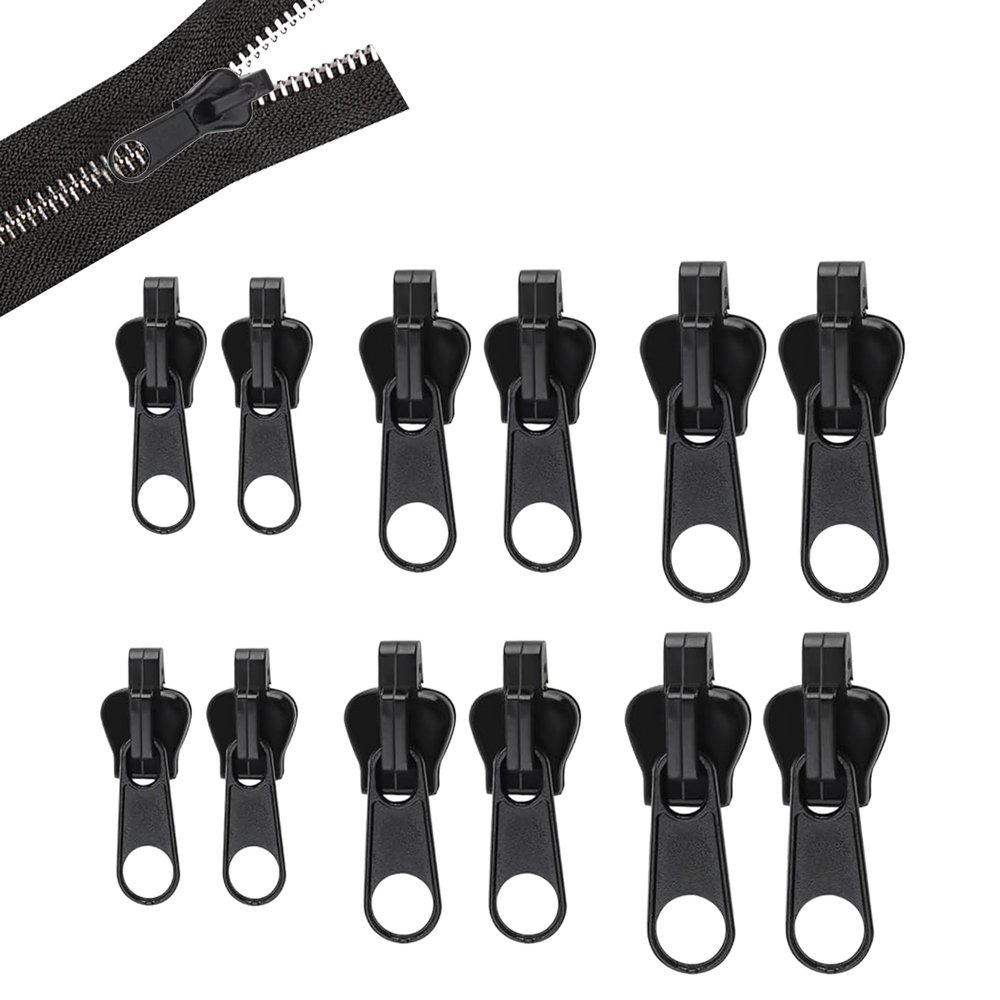12PCS Zipper Repair Kit,Instant Rescue Fix Zippers Compatible with #3#5#8 Sizes,Universal Slider Puller Replacement,Jackets Zippers,Removable Zip Sliders for Jackets Luggage Backpacks Jeans