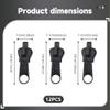 12PCS Zipper Repair Kit,Instant Rescue Fix Zippers Compatible with #3#5#8 Sizes,Universal Slider Puller Replacement,Jackets Zippers,Removable Zip Sliders for Jackets Luggage Backpacks Jeans view 2